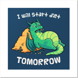 Diet Procrastination Dragon // Fantasy, Chubby, Roleplay Posters and Art